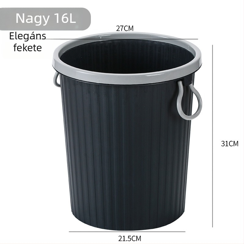 Háztartási kuka, nagy kapacitású, hengeres forma, csíkos mintázat, nyomógyűrűvel, új stílus