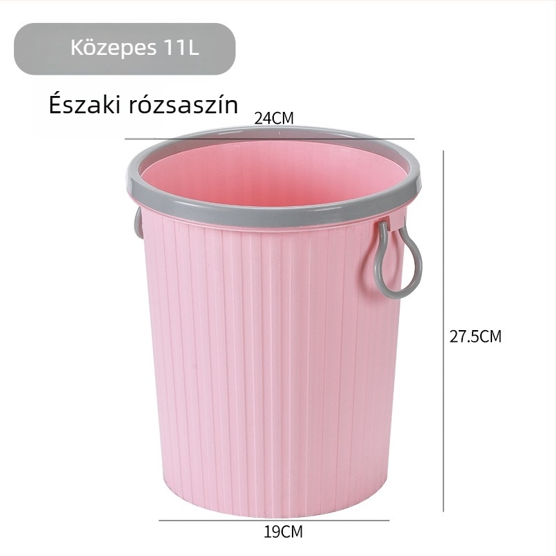 Háztartási kuka, nagy kapacitású, hengeres forma, csíkos mintázat, nyomógyűrűvel, új stílus
