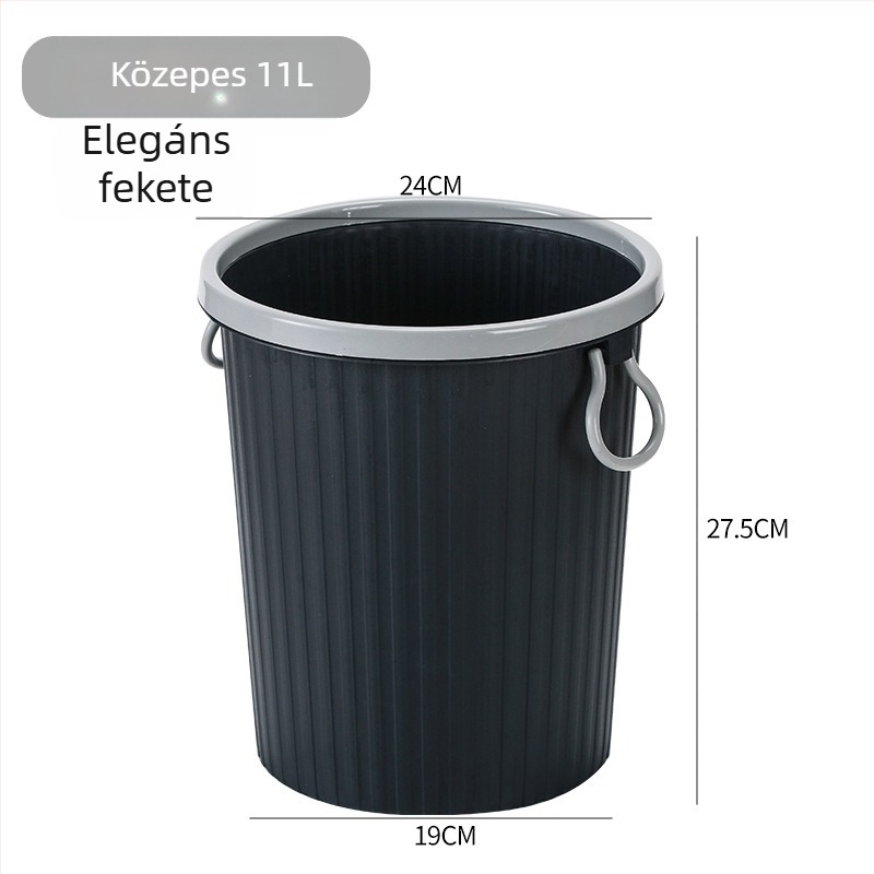 Háztartási kuka, nagy kapacitású, hengeres forma, csíkos mintázat, nyomógyűrűvel, új stílus