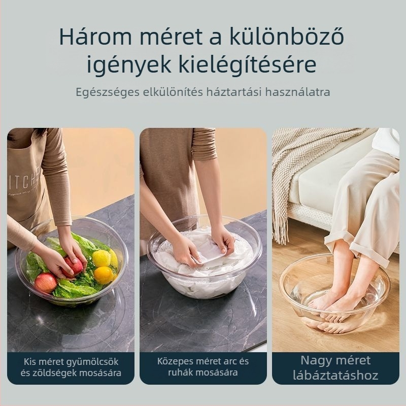 2 darabos vastagított műanyag mosdókagyló otthoni használatra, mosáshoz, diákszálláshoz és babáknak