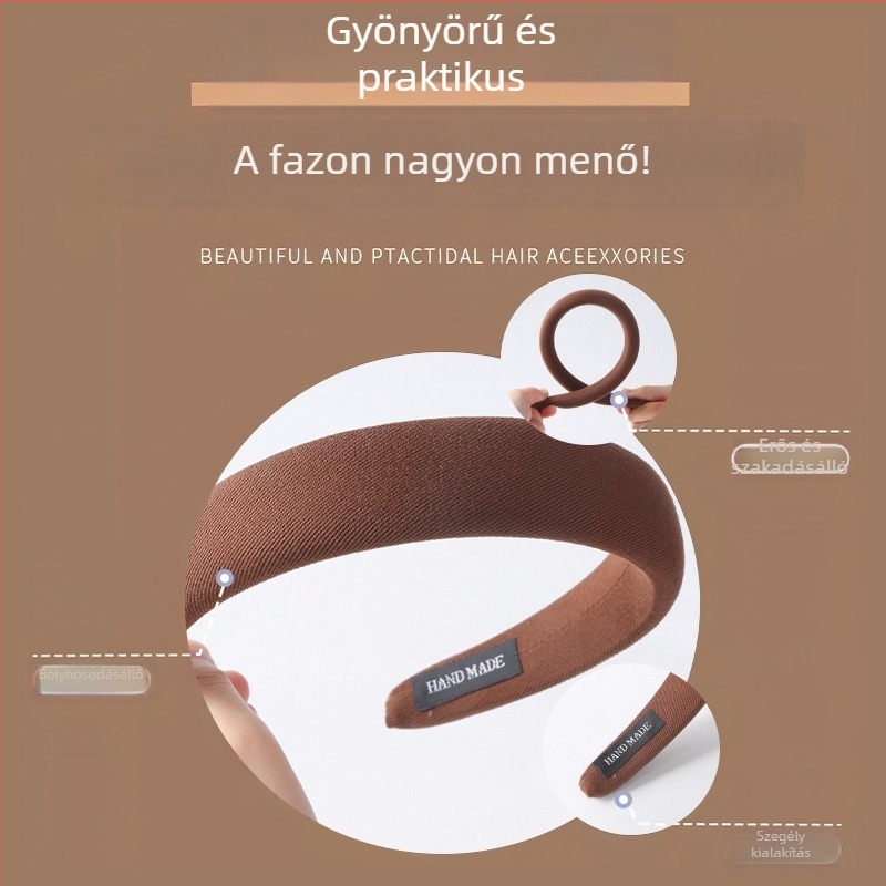 Női fejkendő arctisztításhoz széles peremmel, retro magas kivitel, anyag habszivacs, koreai stílusú hajdísz