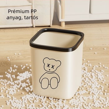 Nagy kapacitású négyzet alakú műanyag szemetes fedél nélküli, otthoni és irodai használatra (12 L vagy több)