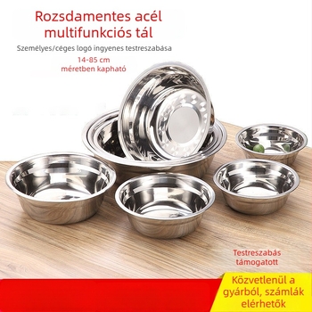 Nem mágneses 304 rozsdamentes acélból készült, vastagított levesestál, háztartási zöldségmosó tál, leves- és fűszeres tál, háztartási használatra