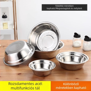 Nem mágneses 304 rozsdamentes acélból készült, vastagított levesestál, háztartási zöldségmosó tál, leves- és fűszeres tál, háztartási használatra