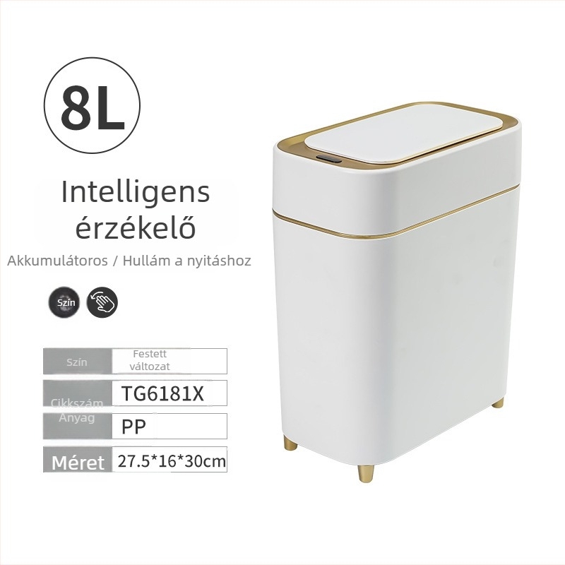 Intelligens érzékelős keskeny résszel rendelkező műanyag kuka – otthoni használatra, takarítási eszközök készlete a hálószobához