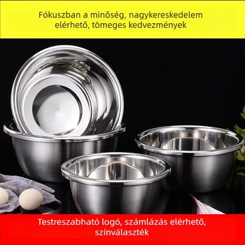 Nem mágneses, vastagított rozsdamentes acél konyhai edény, többfunkciós mosó- és előkészítő tál tojásokhoz és zöldségekhez, átmérő 28 cm