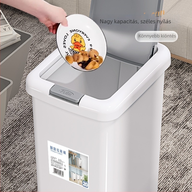 Otthoni szemetes fedővel, lábpedállal, 12L kapacitású – fürdőszoba, konyha, nappali, hálószoba