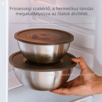 304 rozsdamentes acélból készült, többfunkciós konyhai keverő- és tál mérőskálával, arany színű Koreai stílusú, tészta dagasztására, salátákhoz és tojás felveréséhez
