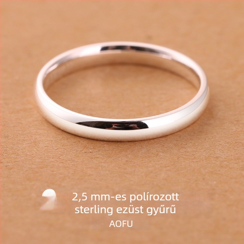Gravírozás nélküli 999 ezüst gyűrű nőknek, zárt gyűrű férfiaknak, páros gyűrűk, egyszerű sávú gyűrű, karácsonyi ajándék
