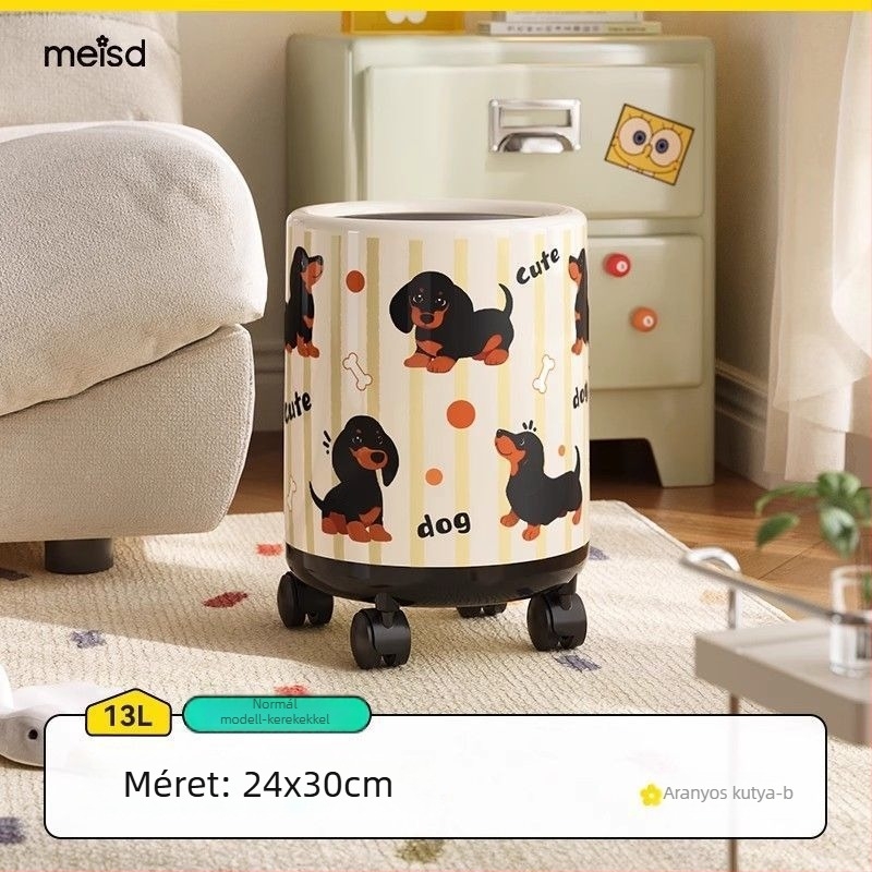 Anime témájú otthoni szemetes, dekoratív tárolóval, magas esztétikai értékkel, alkalmas nappalira és fürdőszobára, fedéllel és kétszintes tárolóval