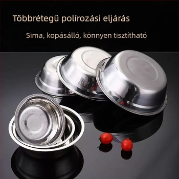 Élelmiszer-minőségű rozsdamentes acél tál, lapos aljzattal, indukciós főzőhöz; konyhai tál rizshez, tésztához és leveshez, kis tál.