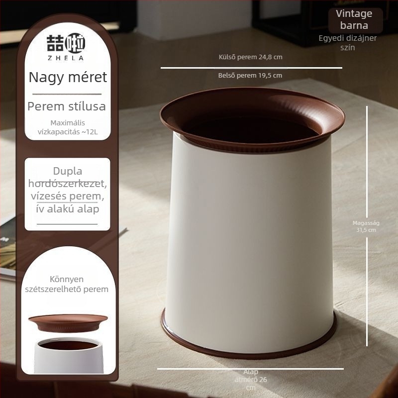 Fedél nélküli szemetes otthonra, modern minimalista dizájn, nagy kapacitás, nappaliba, konyhába és fürdőszobába.