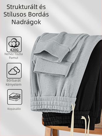 420G nehéz jogger nadrág férfiaknak, 100% pamut, új 2026-os modell tavasz–őszre, laza szabás, mindennapi viselet, vastag anyag, hosszú