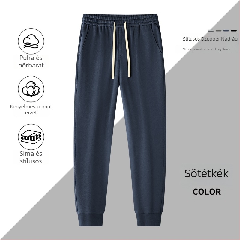 420G nehéz jogger nadrág férfiaknak, 100% pamut, új 2026-os modell tavasz–őszre, laza szabás, mindennapi viselet, vastag anyag, hosszú