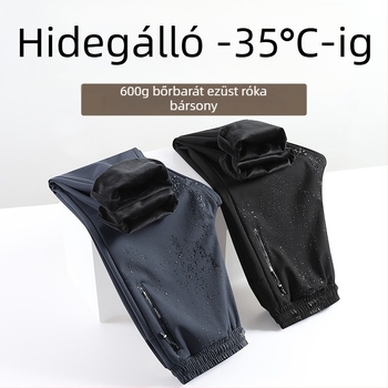 Férfi téli fleece-belelt sportnadrág, szél- és vízálló, laza szabású, bokáig érő mandzsettával