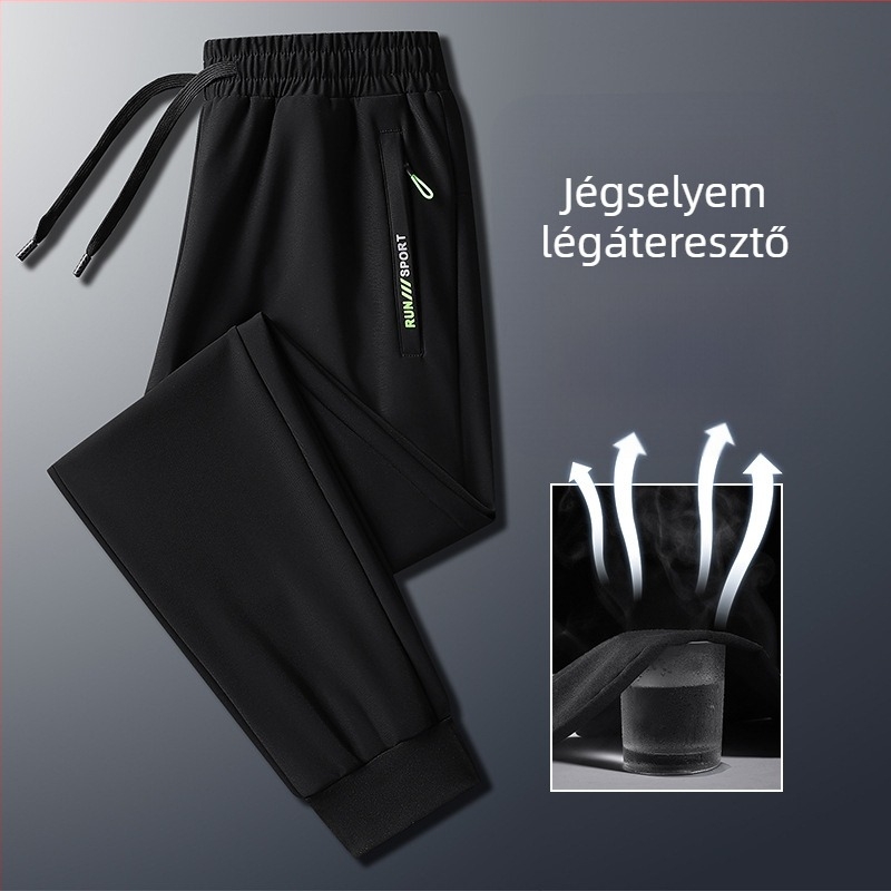 Férfi nyári ice-silk gyorsan száradó, casual egyenes szabású nadrág