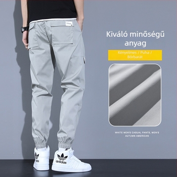 Férfi pamut jogger nadrág, keskeny szabású, tavasz-nyár, mindennapi sportos viselet