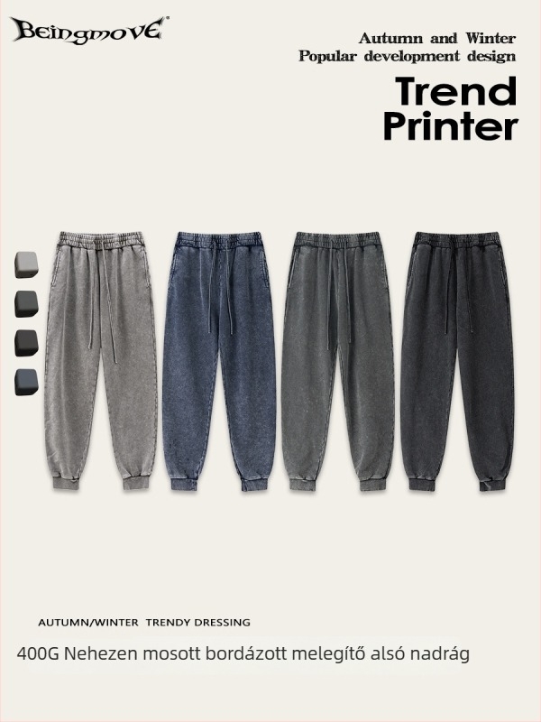 2025 őszi utcai streetwear retro stílus distressed, laza szabású pamut sportnadrág férfiaknak