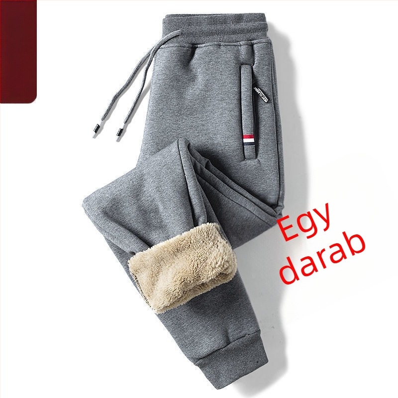 Férfi téli casual nadrág fleece béléssel, kopásálló, koreai stílus, karcsú szabás