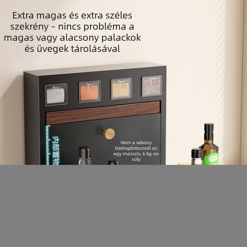 Diófából készült konyhai tároló állvány fűszerekhez, pulton és falra szerelhető, olaj, só, szósz és ecet tárolására, fúrás nélküli telepítés