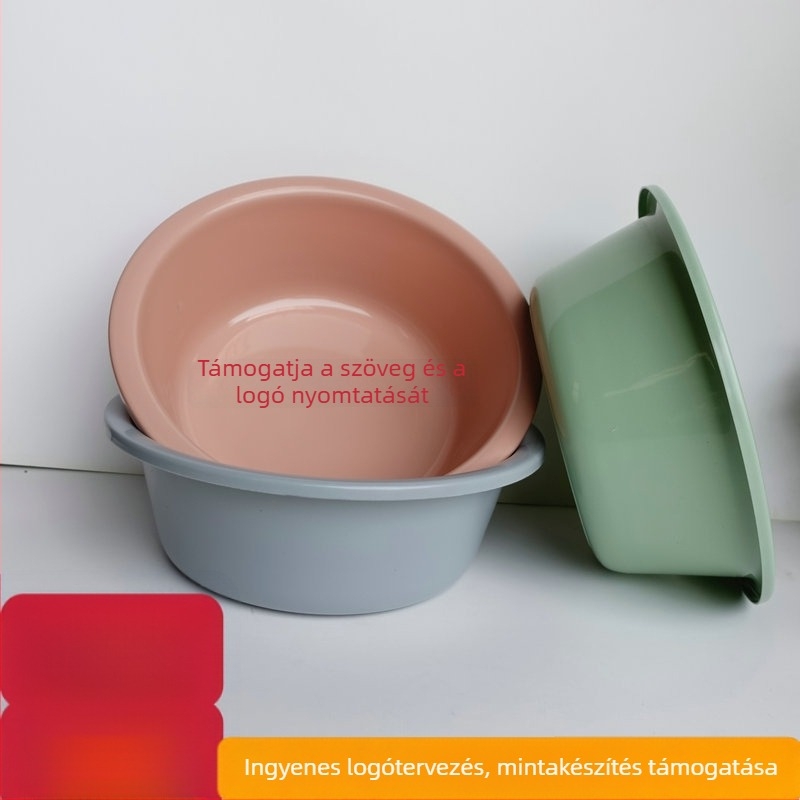 Vastagított műanyag arcmosó mosdóedény logóval – promóciós darab, 37,5 cm
