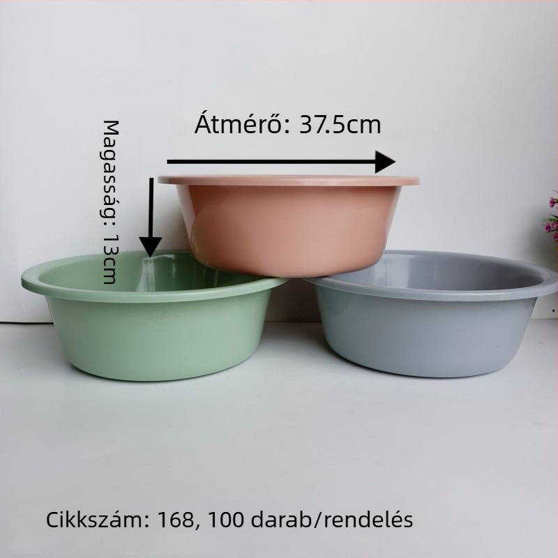 Vastagított műanyag arcmosó mosdóedény logóval – promóciós darab, 37,5 cm