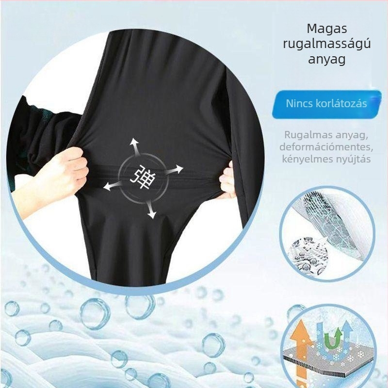 Férfi nyári Ice Silk könnyű, gyorsan száradó nadrág, egyenes szabású, széles szárú, mindennapi viselet.