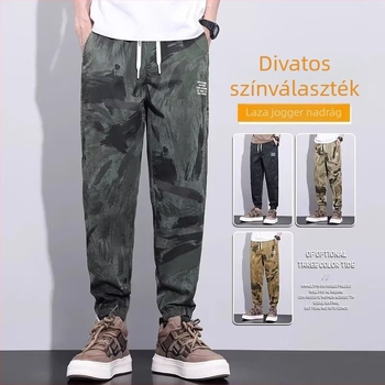Férfiak laza Casual nadrág kamuflázás mintával, légáteresztő, vékony nyári fazon