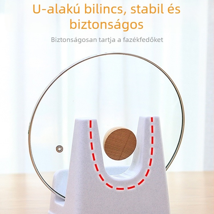 A pulton elhelyezhető fedőállvány fazekokhoz és vágódeszka tartó, műanyag tárolóállvány