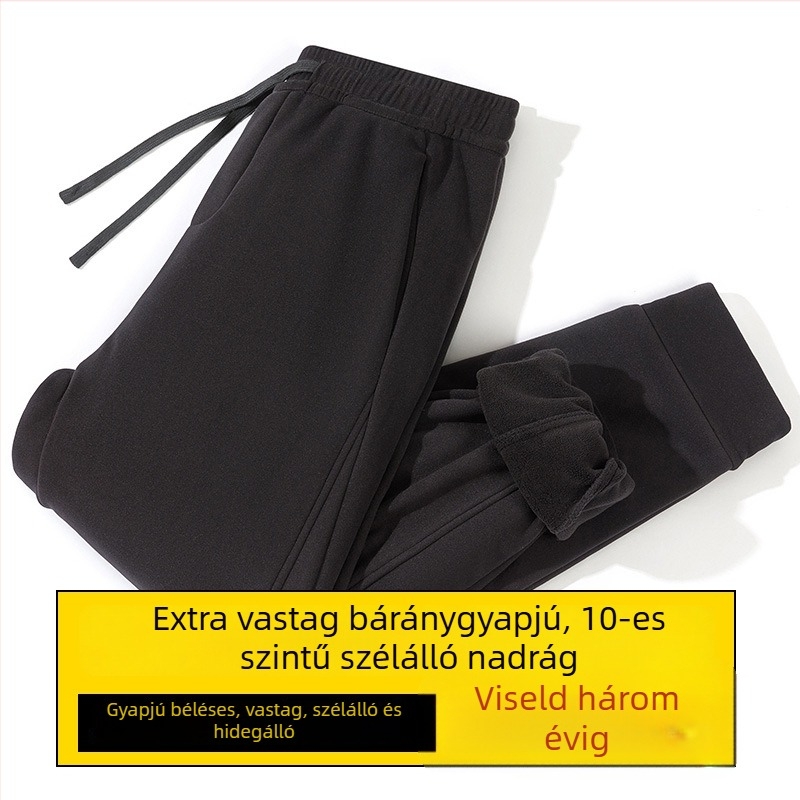 Férfi téli nadrág fleece-béléssel, egyenes szabású, casual sport, meleg és szélálló