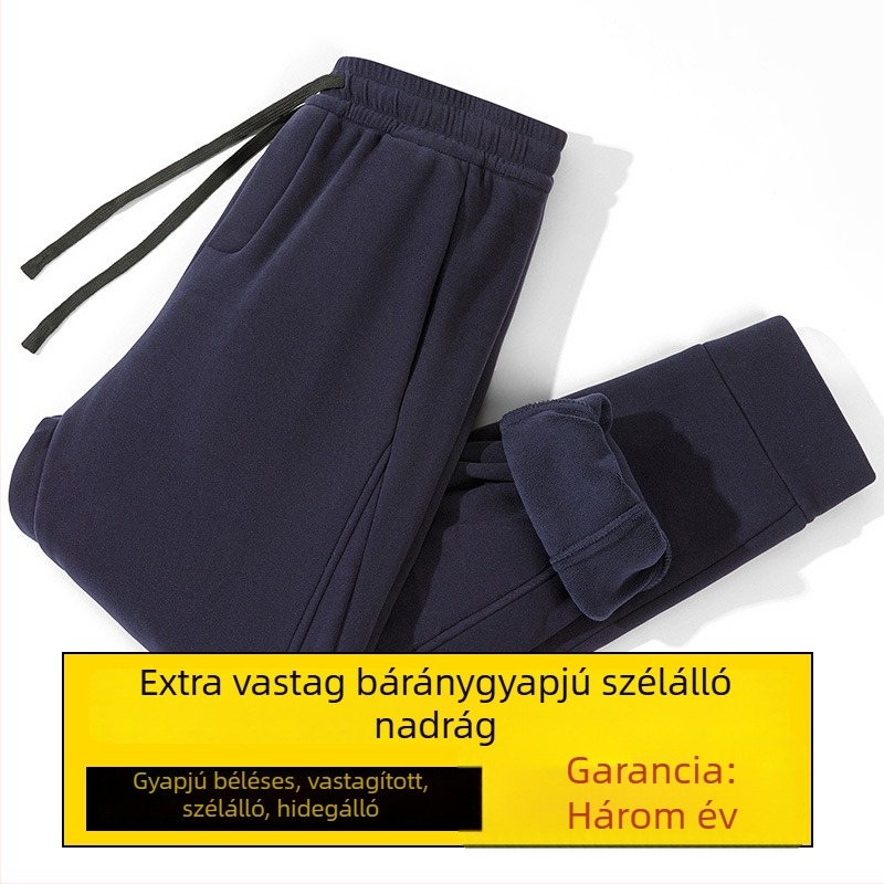 Férfi téli nadrág fleece-béléssel, egyenes szabású, casual sport, meleg és szélálló