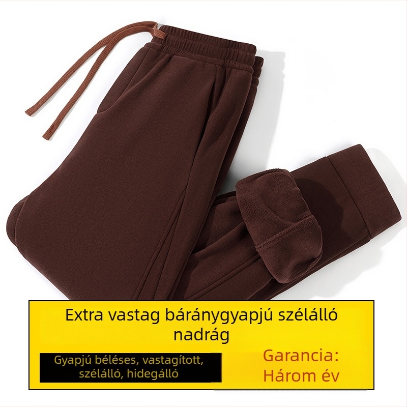 Férfi téli nadrág fleece-béléssel, egyenes szabású, casual sport, meleg és szélálló