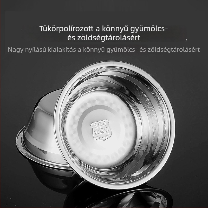 Személyre szabott 304 rozsdamentes acél kör alakú tál, vastagított kivitel kereskedelmi használatra, kantinába és otthoni használatra