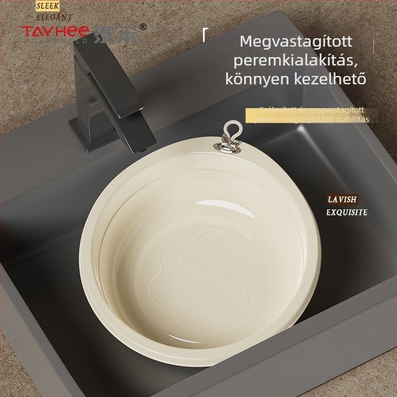 Taihe falra szerelhető, vastagított műanyag mosdókagyló, egyszerű és sokoldalú arc- és zöldségmosáshoz, ruhák mosásához