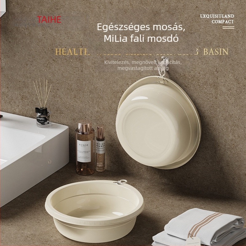 Taihe falra szerelhető, vastagított műanyag mosdókagyló, egyszerű és sokoldalú arc- és zöldségmosáshoz, ruhák mosásához