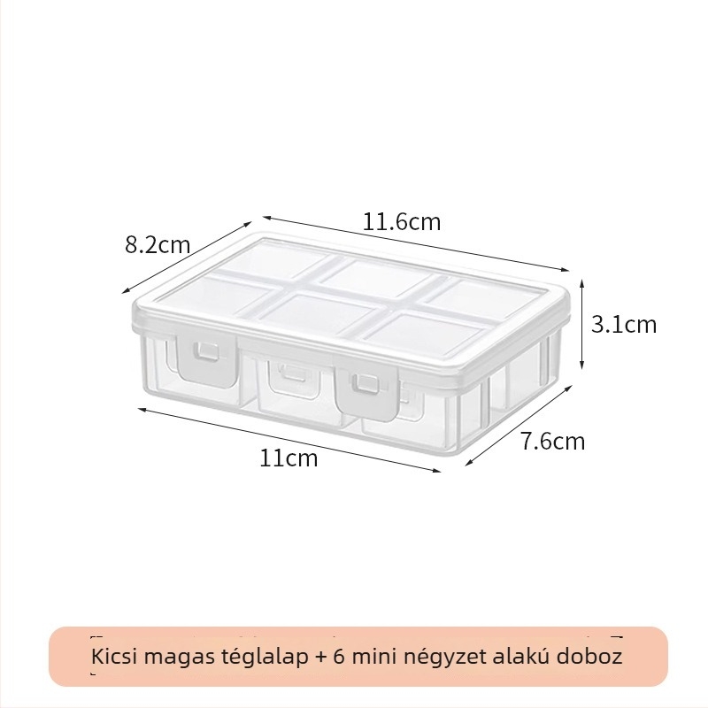 12 rekeszes hordozható gyógyszeres doboz lezárt fedéllel