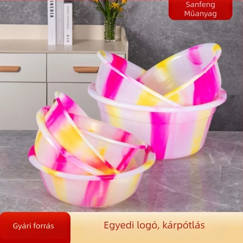 Klasszikus vastagított két színű műanyag mosdóedény, edzett, 35 cm, otthoni használatra, nyomtatásra és reklámra