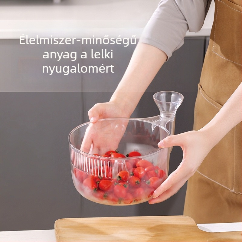 Átlátszó gyümölcsmosó és leeresztő kosár konyhai mosogatóhoz