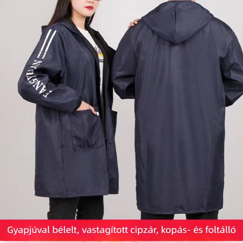 Flís bélelt vastag ujjú kötény felnőtteknek – vízálló és olajálló téli konyhai munkaruházat