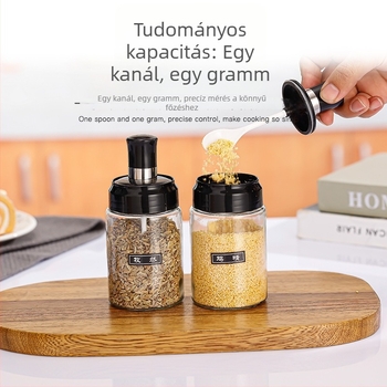Üveg fűszertartó palack beépített kanállal és fedővel, nedvességzáró készlet sóhoz, csirke kivonathoz és nátrium-glutamáthoz
