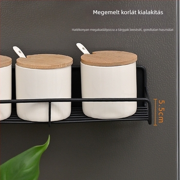 Mágneses fűszertartó, falra szerelhető, fúrás nélkül, fém tároló