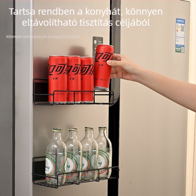 Mágneses fűszertartó, falra szerelhető, fúrás nélkül, fém tároló