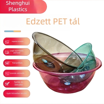 Átlátszó PET edény, megerősített, ütésálló, háztartási használatra — ruhamosásra, zöldségek mosására és arcmosásra.
