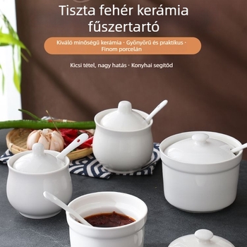Kerámia fűszertartó fedővel – olaj, sertészsír és csilipaprika tárolására