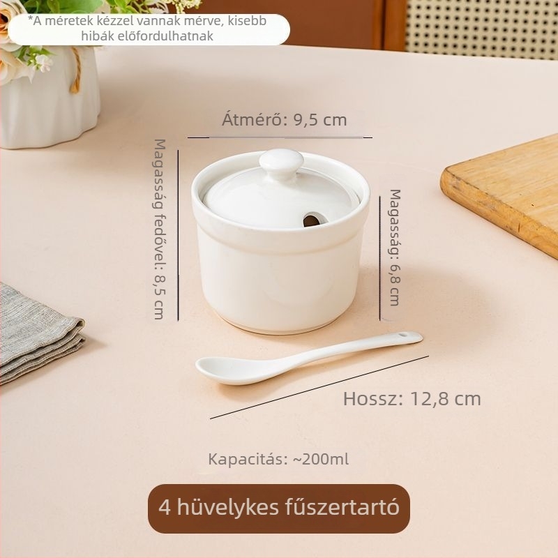 Kerámia fűszertartó fedővel – olaj, sertészsír és csilipaprika tárolására