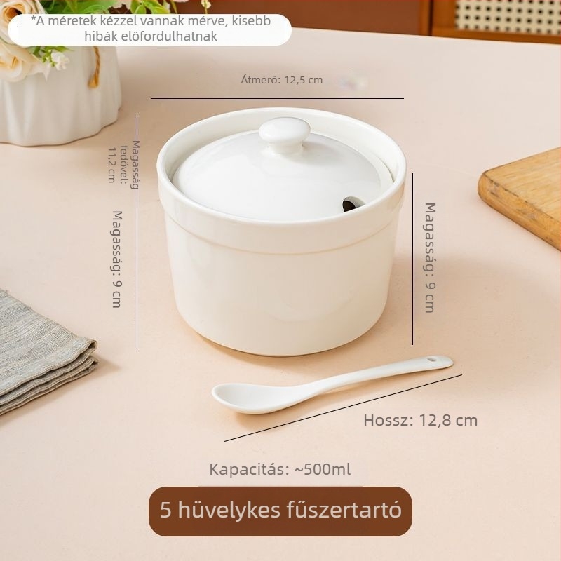 Kerámia fűszertartó fedővel – olaj, sertészsír és csilipaprika tárolására