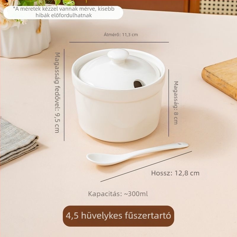 Kerámia fűszertartó fedővel – olaj, sertészsír és csilipaprika tárolására