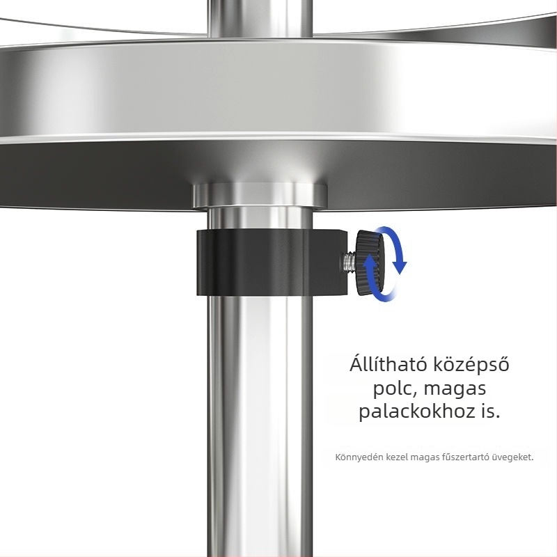 Rozsdamentes acél forgó fűszertartó a konyhapulton – többfunkciós tárolás sóhoz, szójaszószhoz és fűszertartóknak
