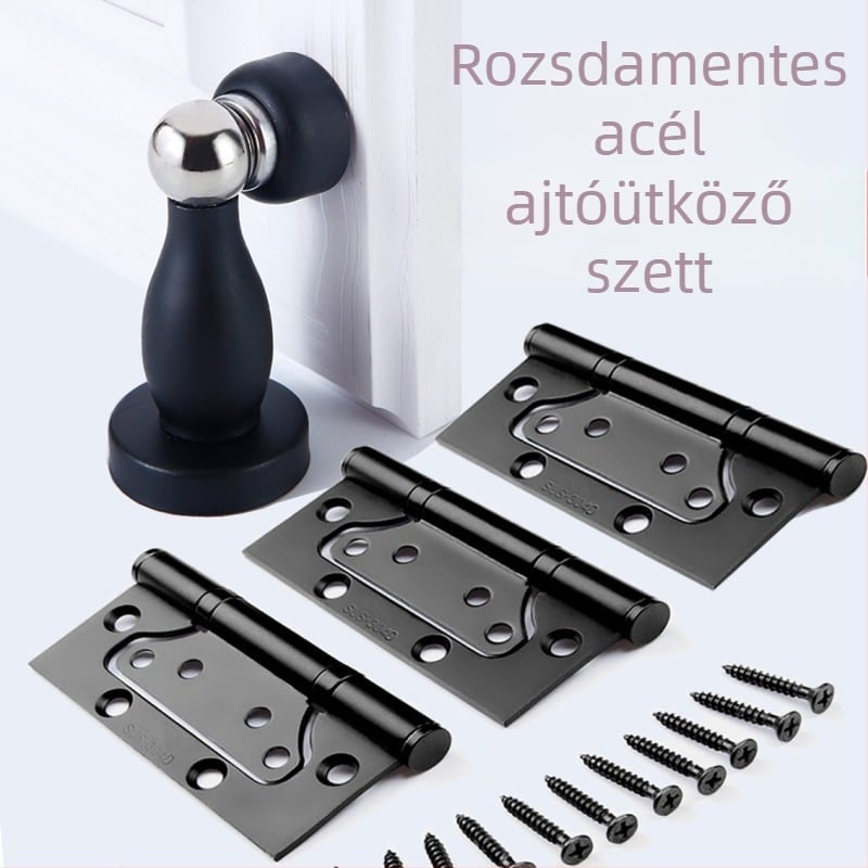 Fekete rozsdamentes acél falra szerelt ajtóstop, erős mágnessel, ütésvédelmi védelem a fürdőszobai ajtókhoz