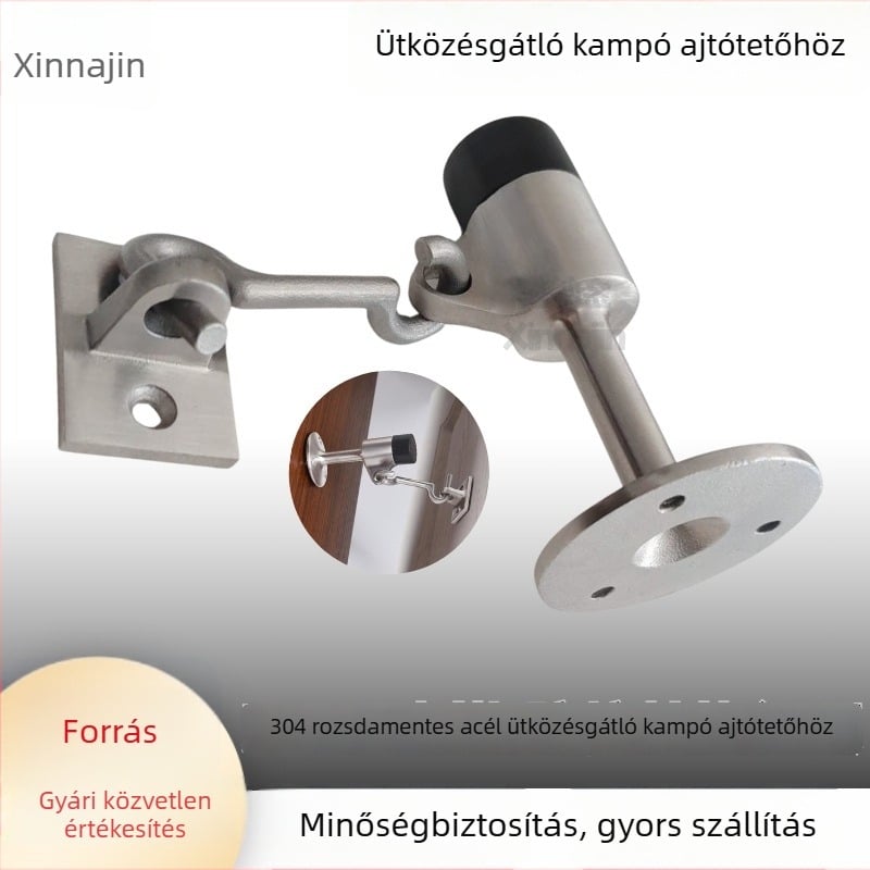 304/316 rozsdamentes acél tengeri ajtó stopper kampóval és pozicionálóval, gumírozott csúccsal, szélálló